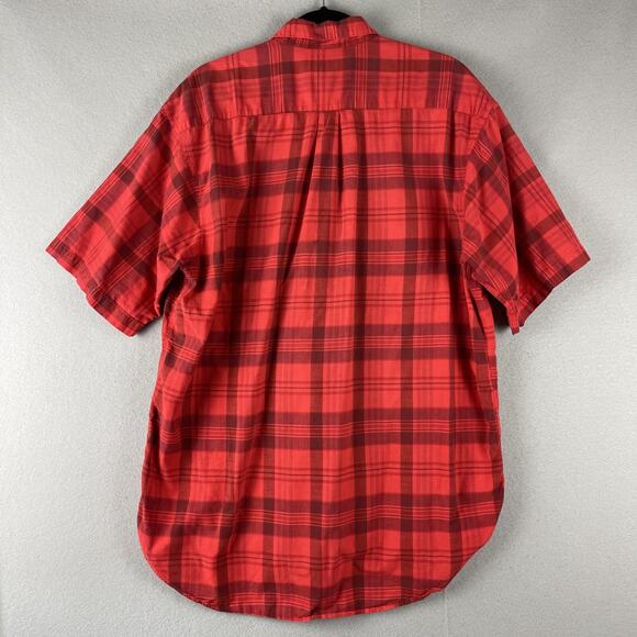 VTG Gap Shirt Mens Large Red Plaid Button Up Short Sleeve Cotton USA Made 90s - Picture 8 of 13